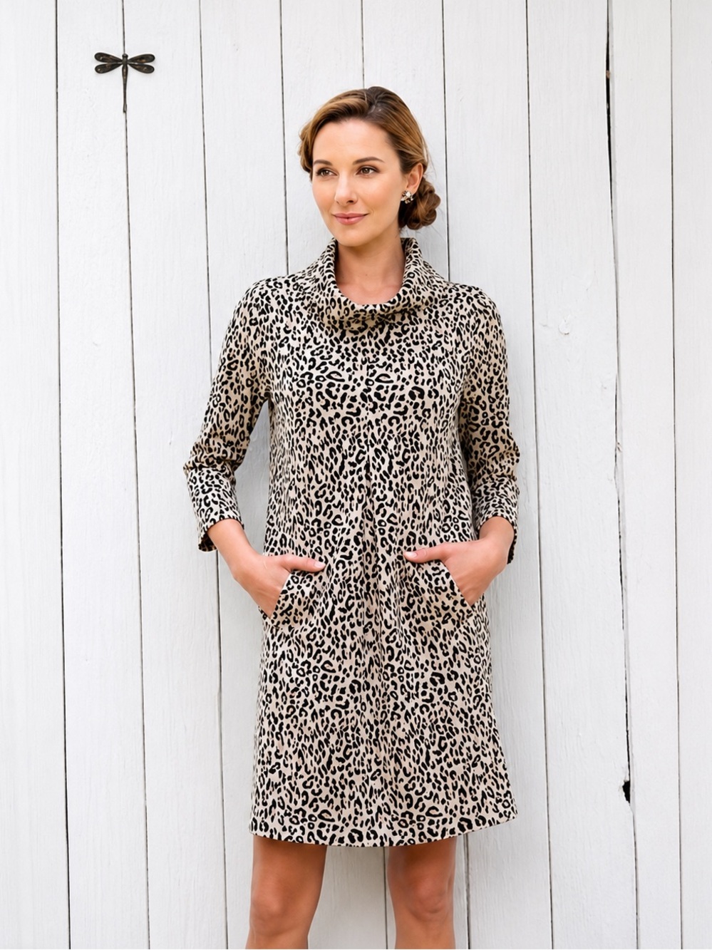 Tyler Boe Cowl Neck Kim Dress in Leopard size Medium